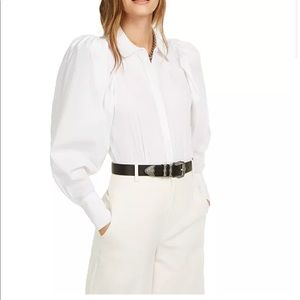 DANIELLE BERNSTEIN White Puff Sleeve Bodysuit